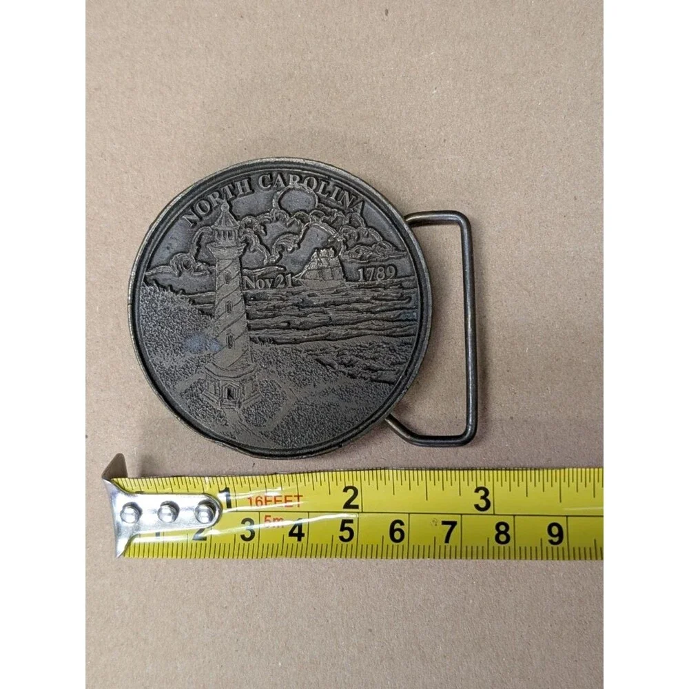 Vintage North Carolina Lighthouse Bronze Belt Buckle